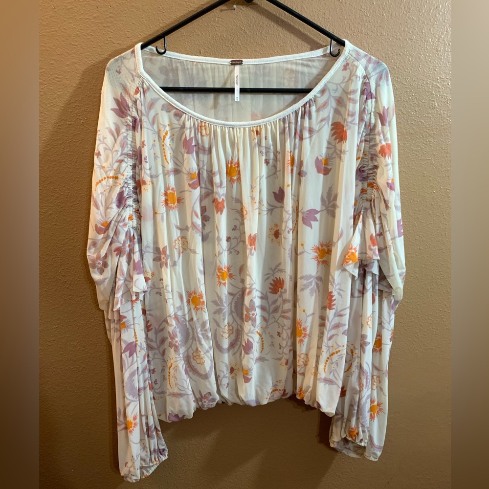 Free People Floral Flowy Boho Blouse - L
